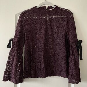 LOFT Lace Blouse with Bow Sleeves